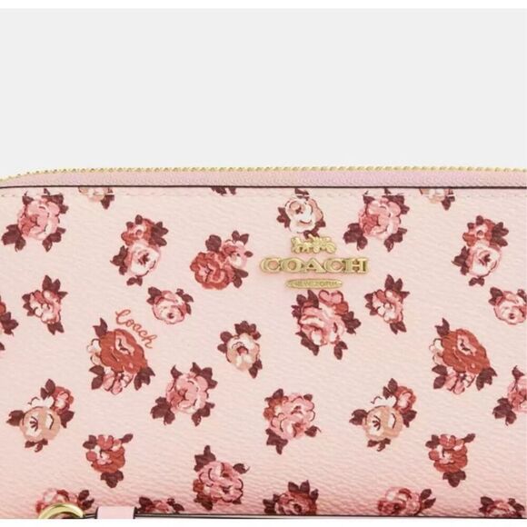 NWT ❤️ Coach Long Zip Around Wallet With Rosette Print Wristlet CZ329 - Picture 6 of 7